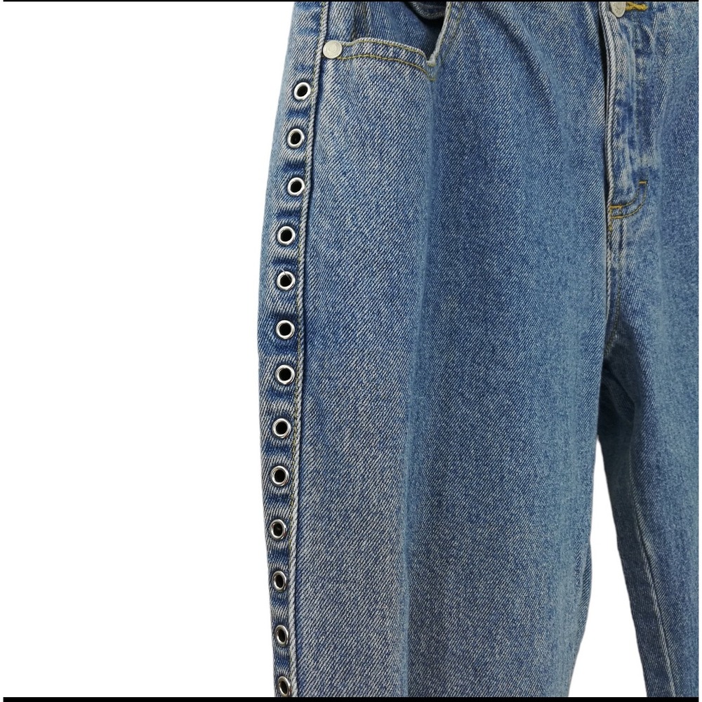No Excuses Y2K Jeans Juniors Size 5 Light Wash Bootcut Grommet Side Detail Denim